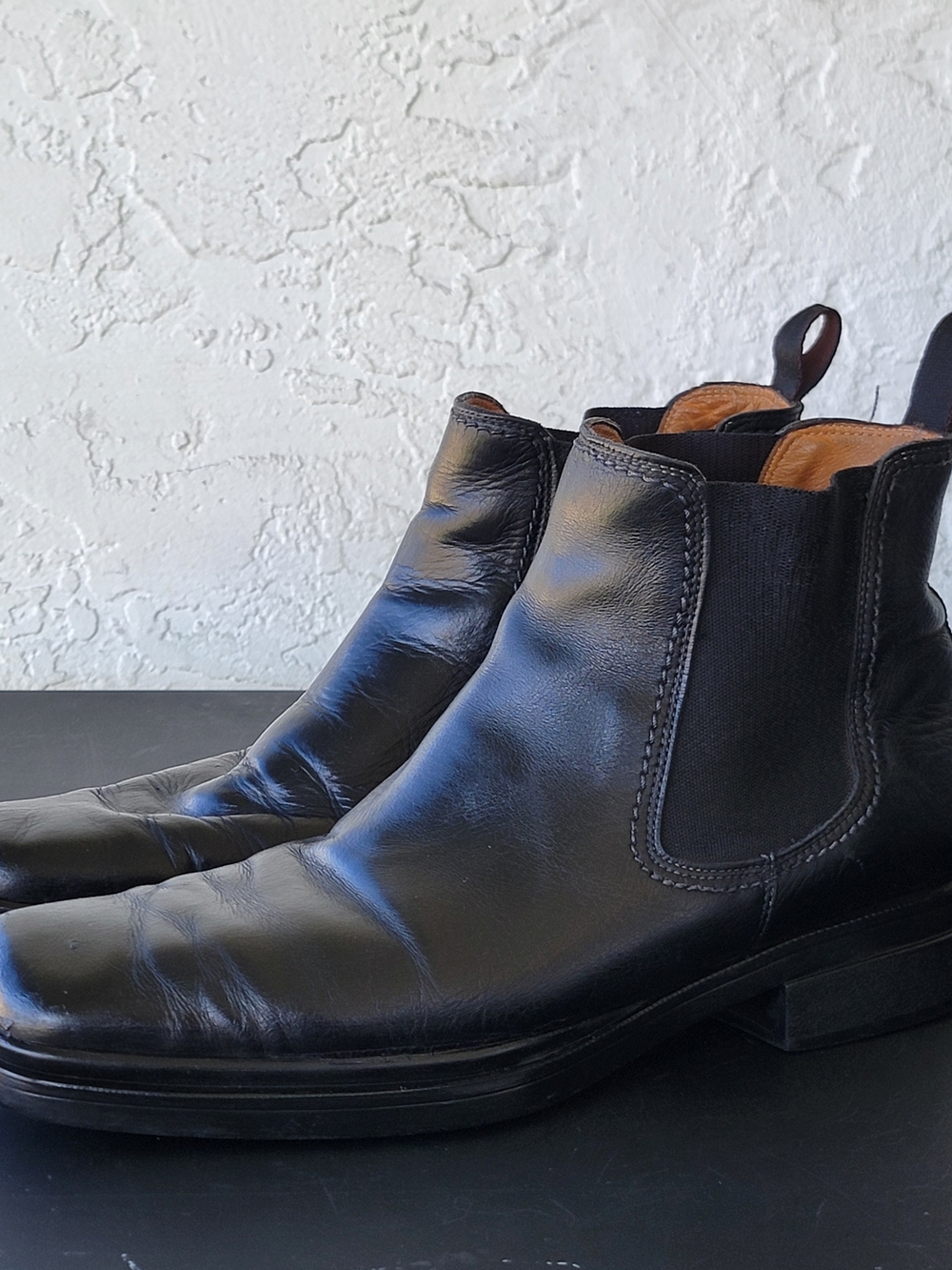 Donald J Pliner Men's Black Boots Size 8.5 M Leather Y2K Distressed Chunky